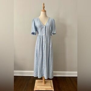 Madewell Light Blue Empire Style Flutter Sleeve Sundress